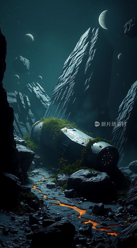 废弃飞船与神秘星球