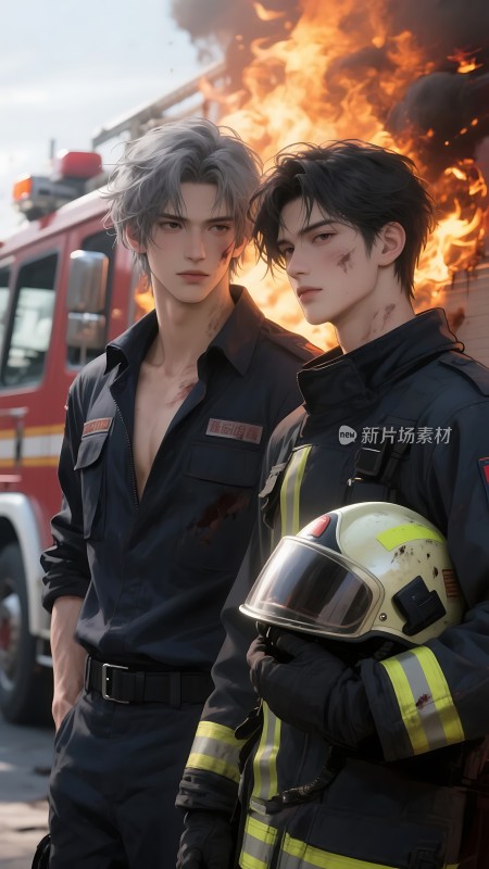 消防员英勇救火守护家园安全