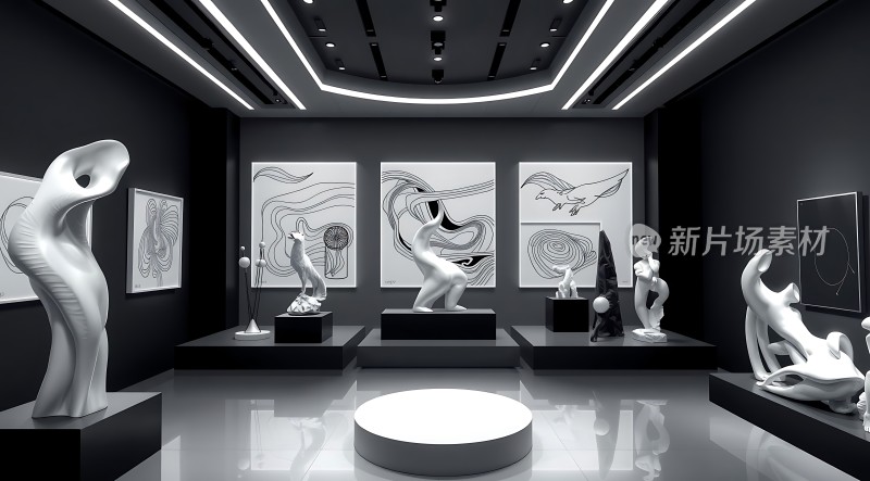 艺术殿堂雕塑与画作共舞