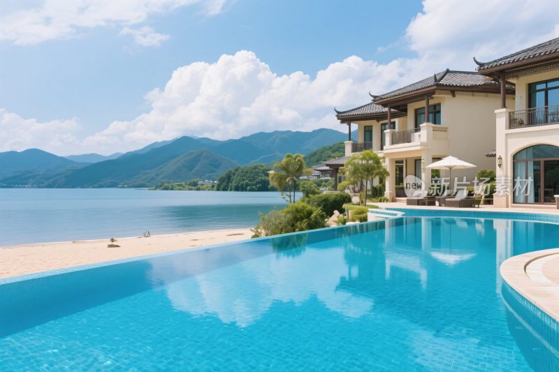 海边豪华别墅与泳池景观
