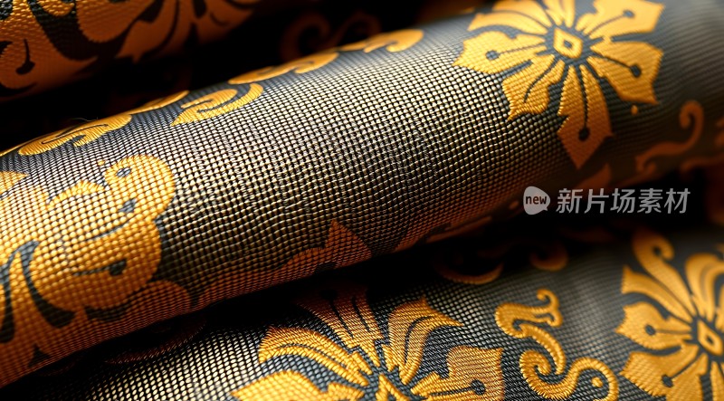金色花纹布料展示