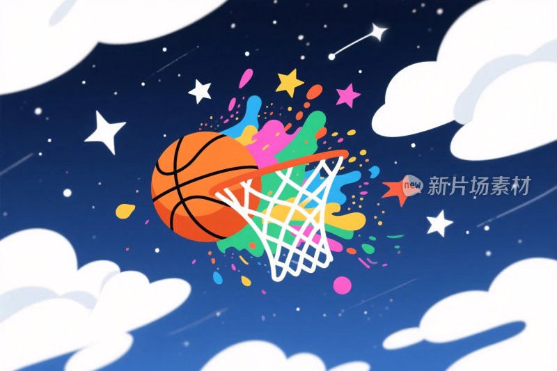 篮球扣篮插画