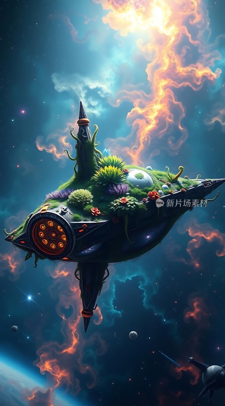 星际绿洲宇宙中的生态飞船