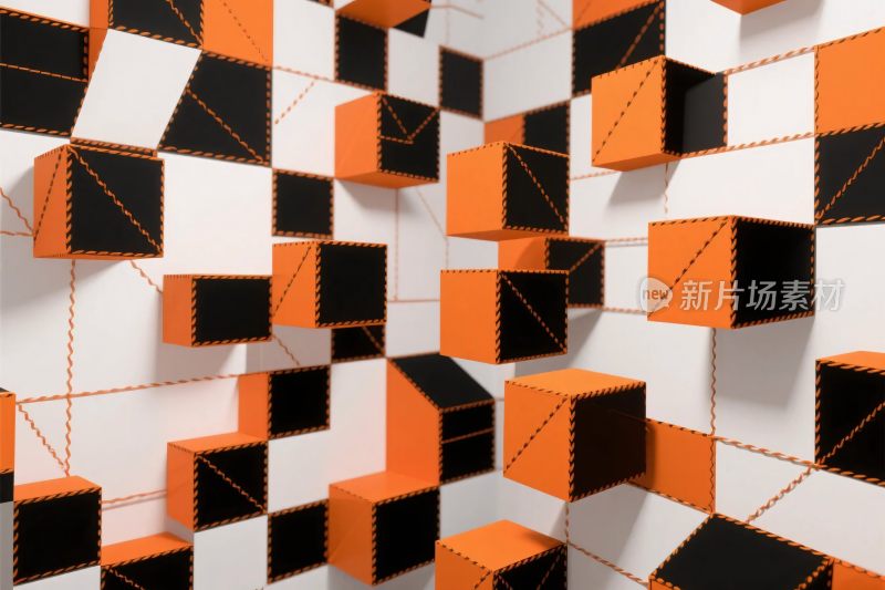 立体方块空间插画