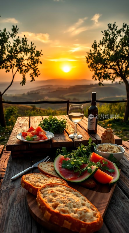 夕阳下的田园风光美食与美景共赏