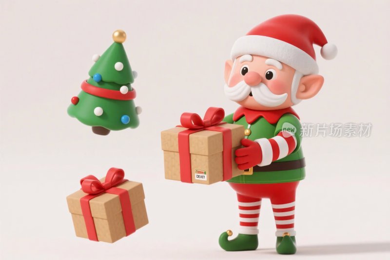 圣诞精灵送礼场景