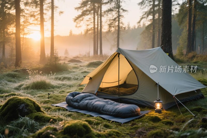 森林中露营的温馨场景