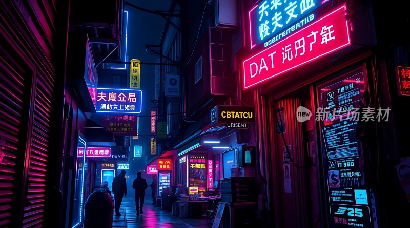 霓虹灯下的繁华街道