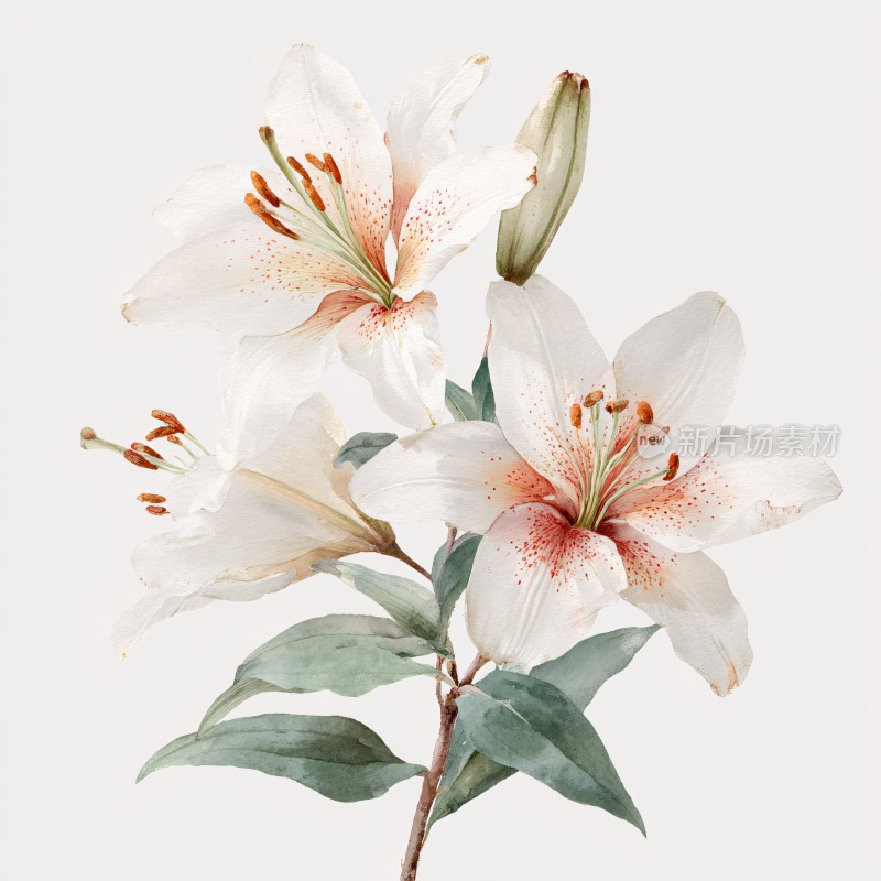 白色百合花插画