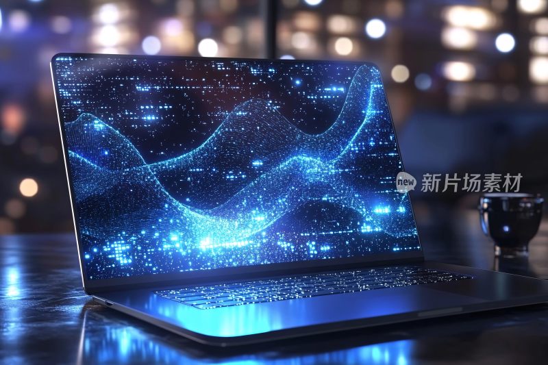 发光特效的笔记本电脑画面
