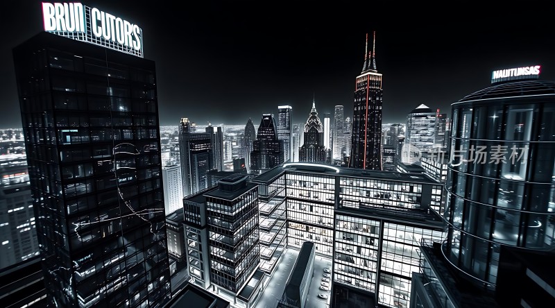 都市夜景摩天大楼与繁华灯火