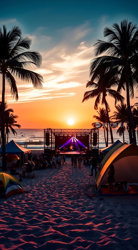 日落沙滩音乐会