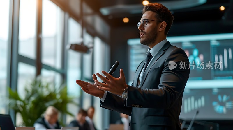 商务男士自信演讲