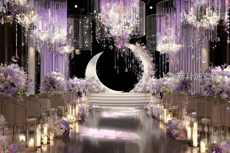 紫色梦幻婚礼场景布置