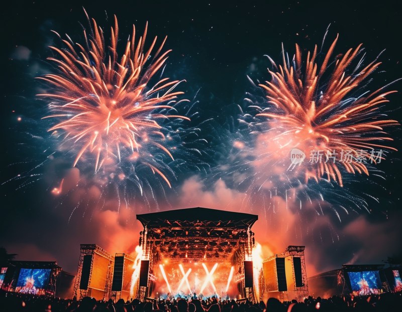 烟花照亮音乐夜