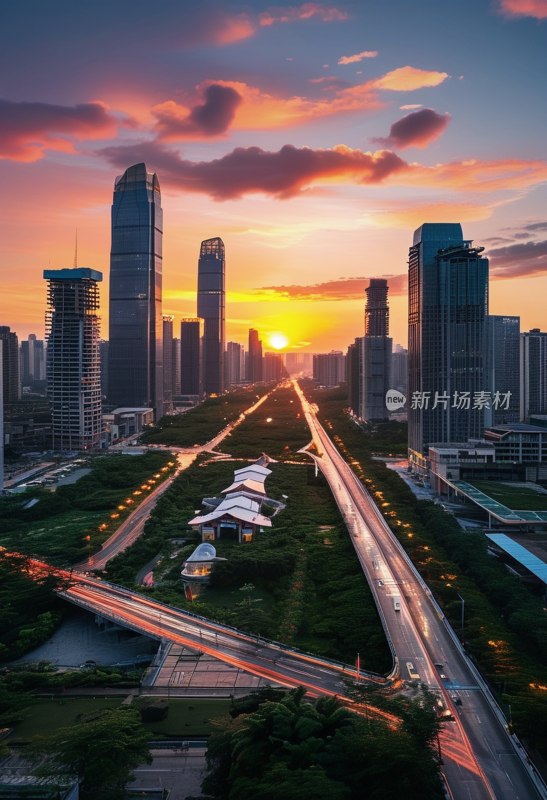 南宁商务区日落美景