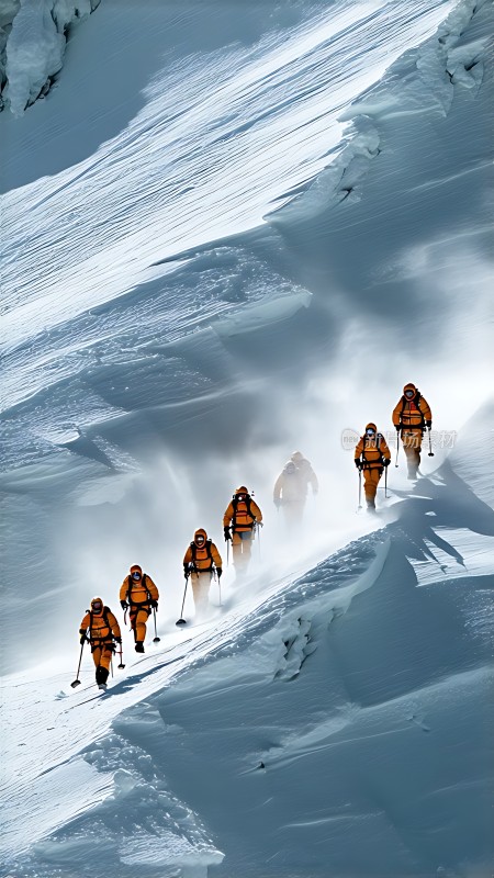雪地攀登者挑战极限的勇气与决心