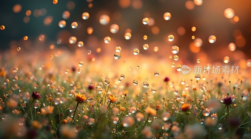 雨滴轻舞花间精灵