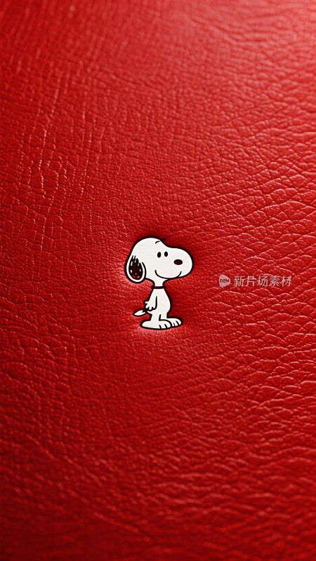 红色背景上的卡通小狗形象