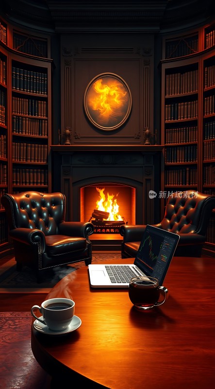 书房里的温暖夜晚