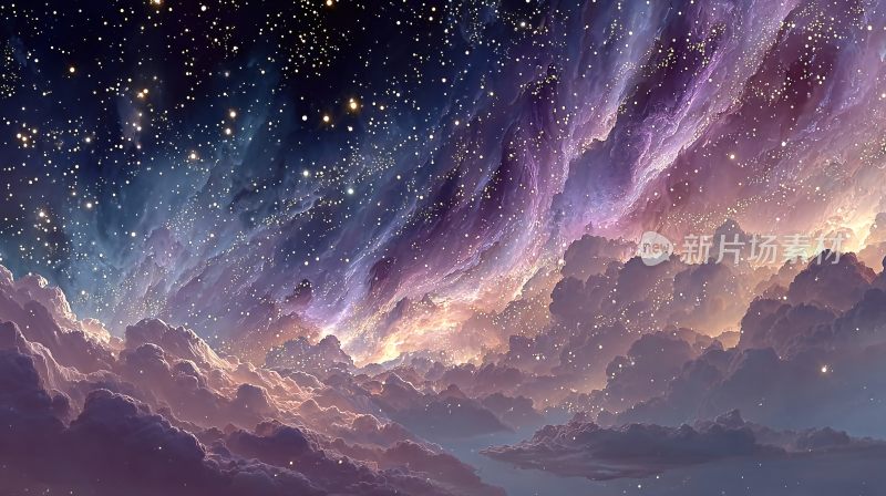 梦幻绚丽的星空云海景象