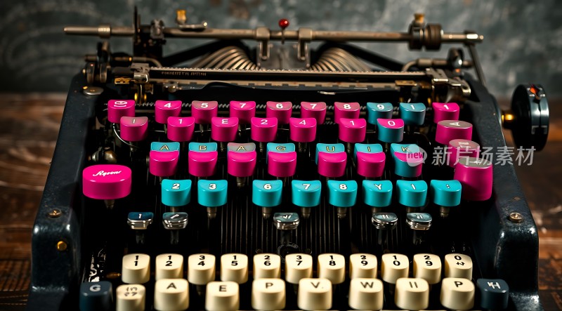 复古打字机色彩鲜艳设计独特