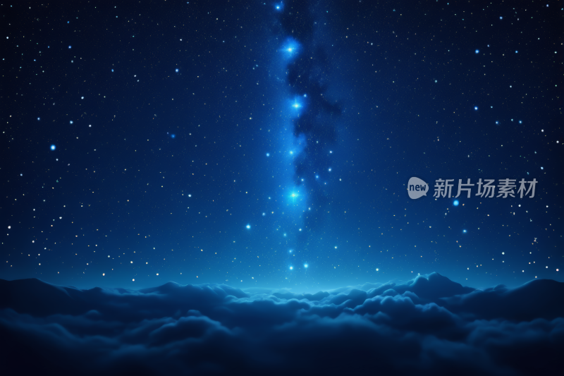 星空夜空一颗明亮的蓝色星星充满天空背景