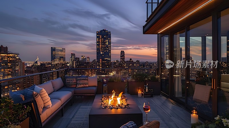 都市夜景下的温馨露台