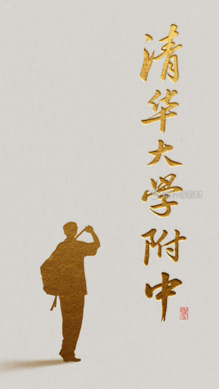 书法海报创意作品，金色学子逐梦清华