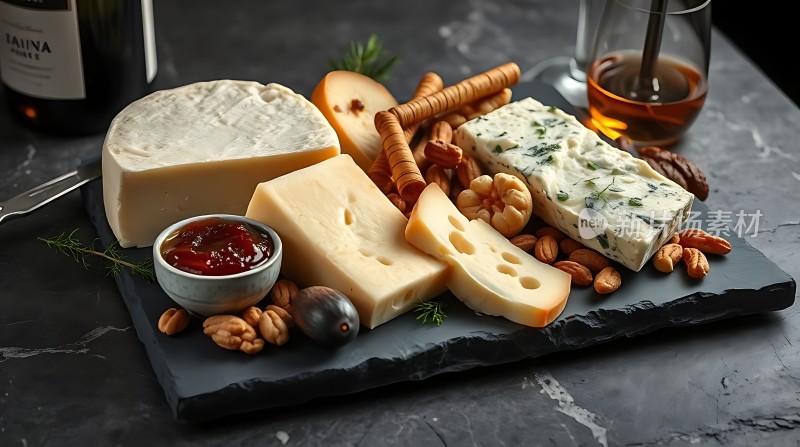 奶酪拼盘配坚果和果酱