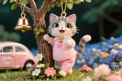 卡通猫咪玩偶插画