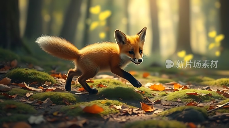 秋日森林中的小狐狸