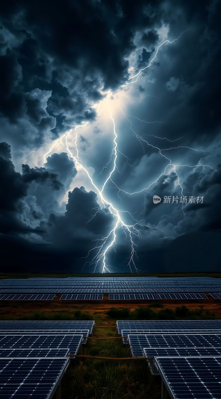 雷击下的太阳能板