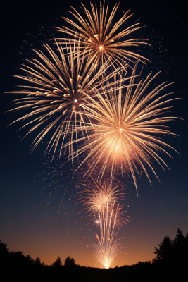晚上湖上天空会点燃烟花高清背景纹理图片