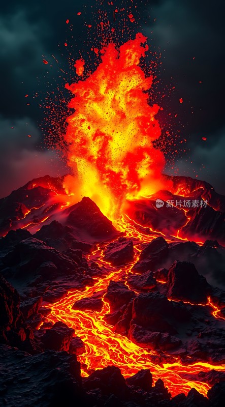 熔岩喷发炽热与力量交织的自然奇观