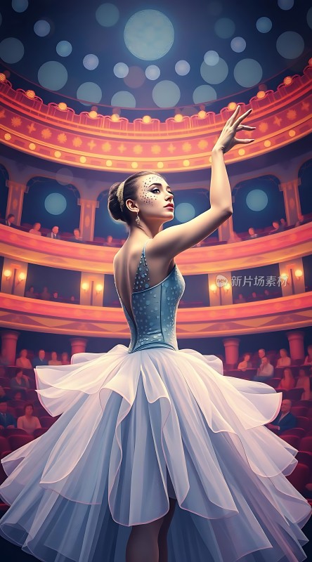 蓝色舞裙下的优雅芭蕾梦