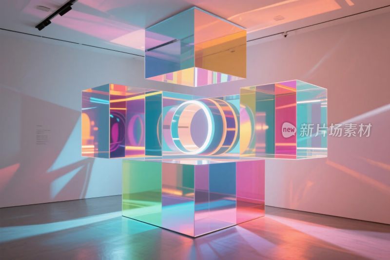 彩色透明立方体艺术装置