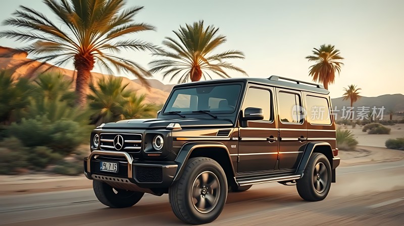 沙漠中的豪华越野车
