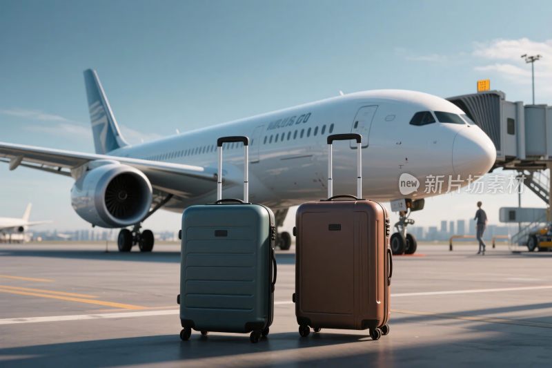 机场飞机与行李场景