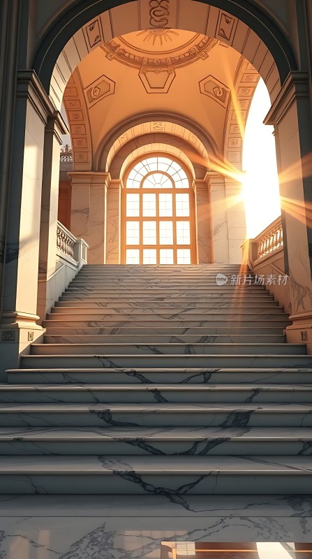 阳光下的宏伟楼梯