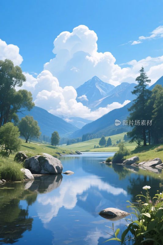 清新山水风景插画