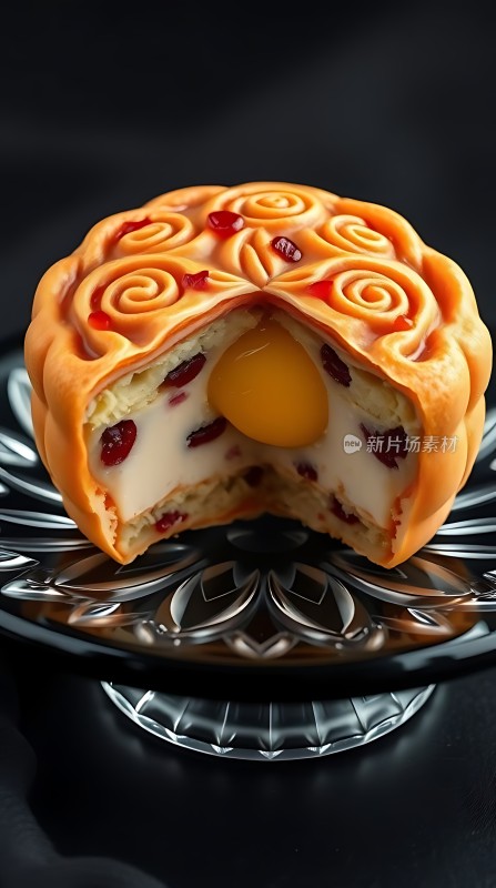 蛋黄流心蔓越莓月饼