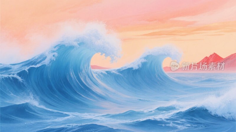 海浪翻涌的绚丽海景