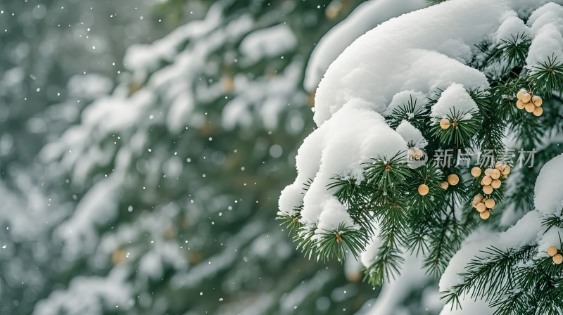 冬天大雪小雪雪压枝头背景图