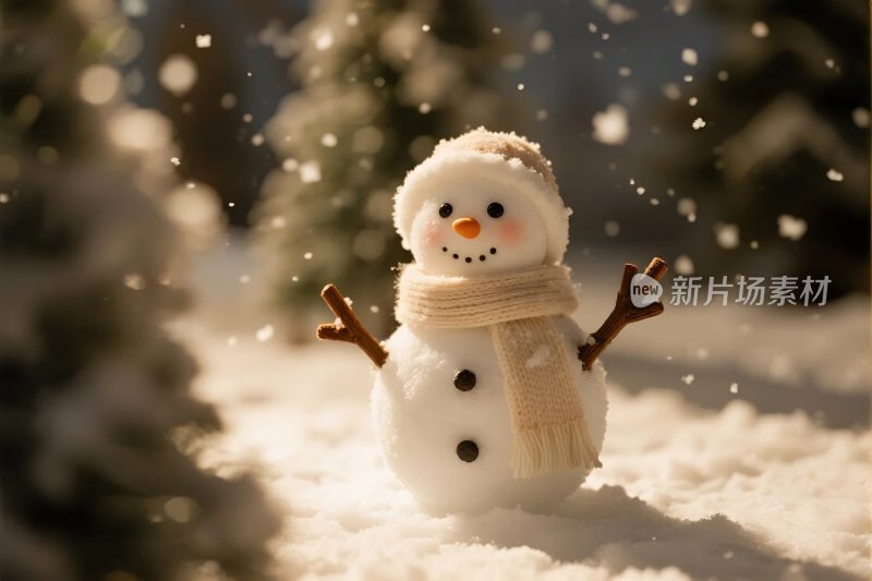 雪地中的雪人玩偶