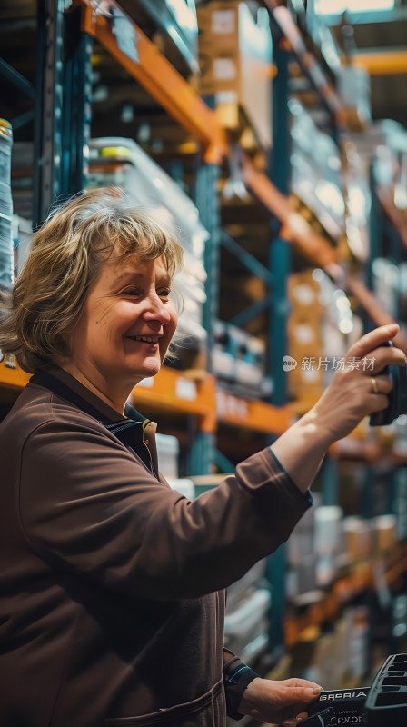 仓库里的微笑 woman in warehouse with a smile