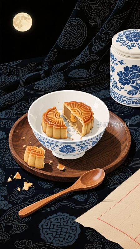 中式风格月饼静物画面