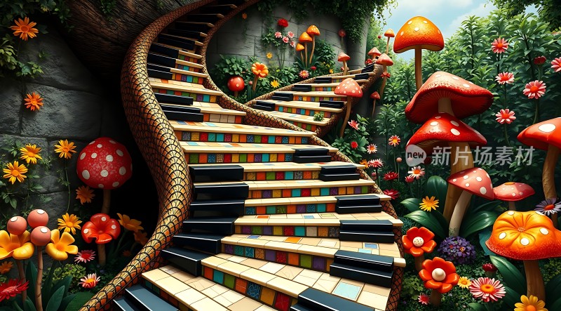 彩色阶梯通往奇幻世界