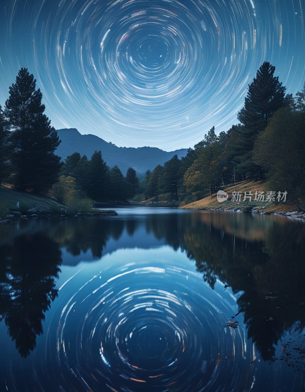 夜空星河映湖面