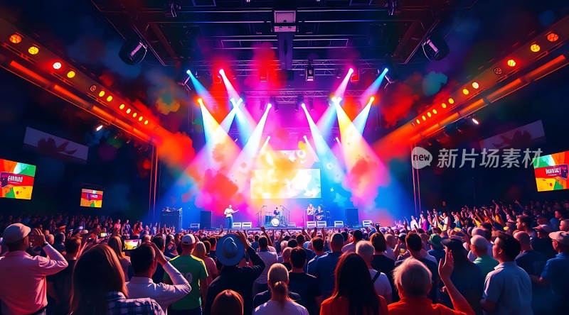 舞台灯光璀璨观众热情高涨的音乐会现场
